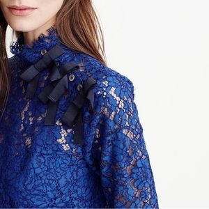 JCREW Mockneck top in floral lace, Size 4, NWT